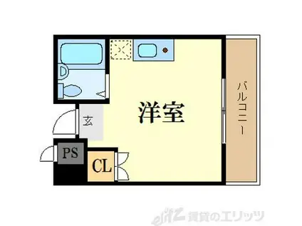 茨木ロイヤル(ワンルーム/5階)の間取り写真