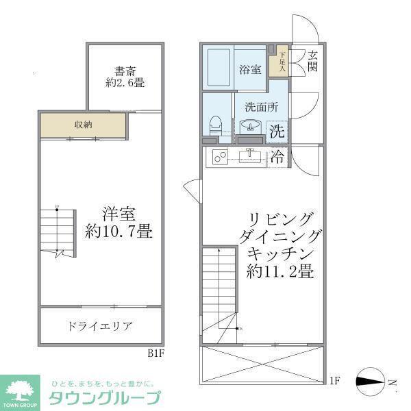 ALERO新中野II(1SLDK/1階)の間取り写真