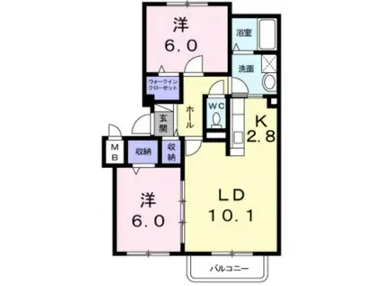 キャトルセゾンA(2LDK/4階)の間取り写真