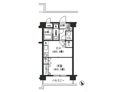 BAY・ウエスト(1DK/6階)の間取り写真