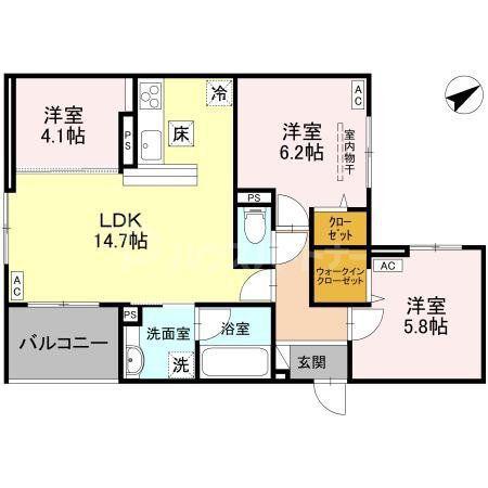 モンステラ(3LDK/3階)の間取り写真