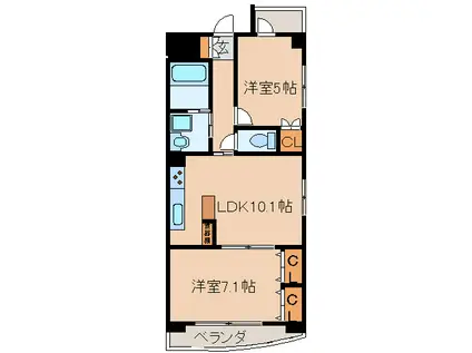 プレミア マルシェ白壁(2LDK/2階)の間取り写真