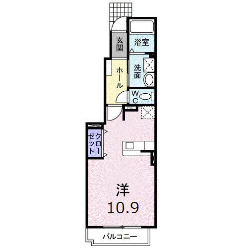 レジデンス稲富B(ワンルーム/1階)の間取り写真