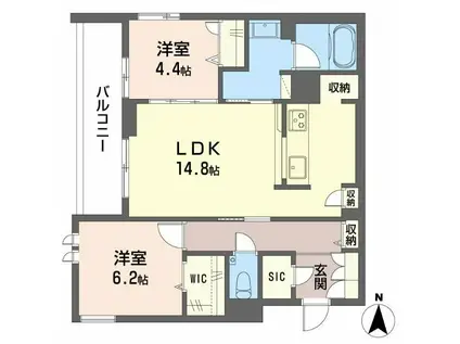 AVANCE東草深イースト(2LDK/1階)の間取り写真