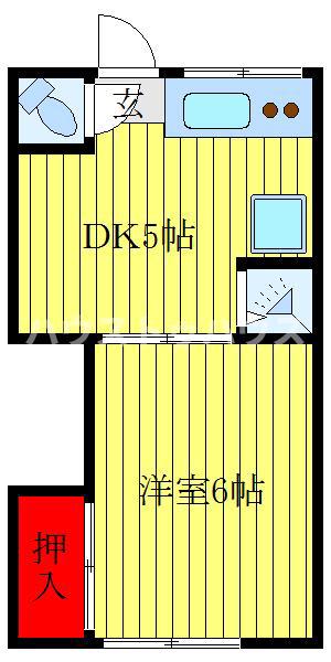 清雲荘(1DK/2階)の間取り写真
