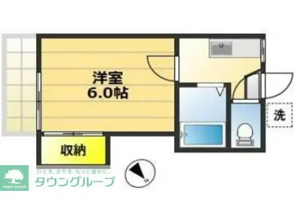 旭ヶ丘コーポ(1K/2階)の間取り写真