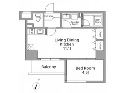 レジディア築地(1LDK/3階)の間取り写真