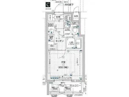 エスリード阿波座ノースプレイス(1K/5階)の間取り写真