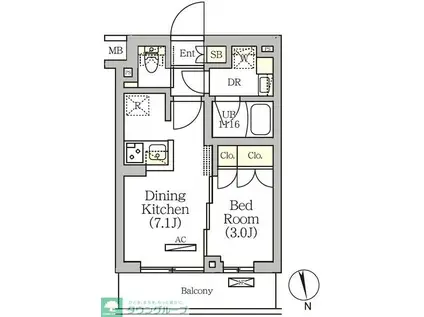 ARKMARK南品川(1DK/1階)の間取り写真