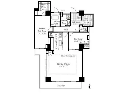 恵比寿ガーデンテラス弐番館(2LDK/8階)の間取り写真