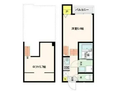 フラームシンフォニー(1K/1階)の間取り写真