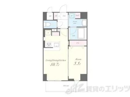 ハピネスガーデン新大阪(1LDK/8階)の間取り写真