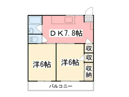 メゾンシェーネ(2DK/2階)の間取り写真