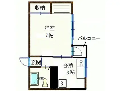 ピュア大町(1K/4階)の間取り写真