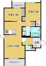 メゾン紬(2LDK/2階)の間取り写真
