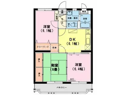 ユーミーいちまるII(3DK/1階)の間取り写真