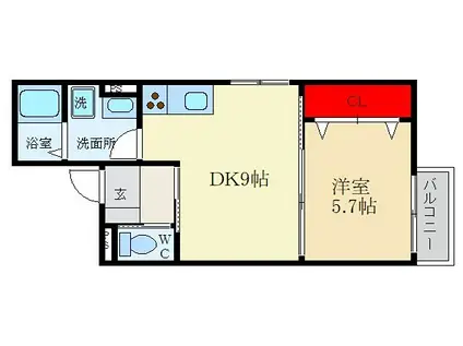 イリスコート忍ケ丘III(1LDK/2階)の間取り写真