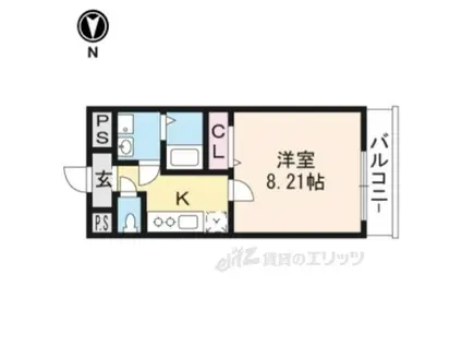 アメリ御所西(1K/2階)の間取り写真