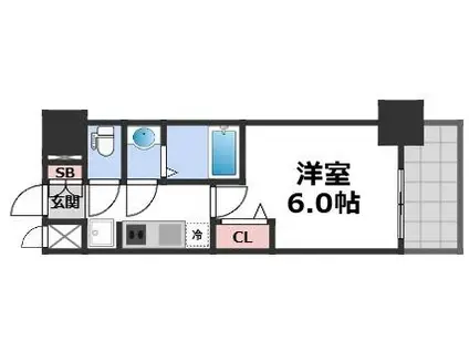 プレサンス鶴橋トレヴィエ(1K/3階)の間取り写真
