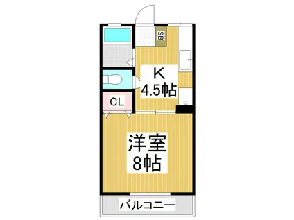 スカイコート宮沢(1K/2階)の間取り写真