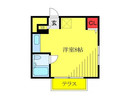 サン佳苑(ワンルーム/1階)の間取り写真