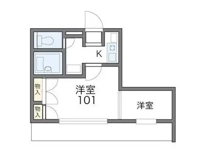 レオパレス サン・マック(1SK/1階)の間取り写真