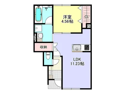 グランツリー貝沢II(1LDK/1階)の間取り写真