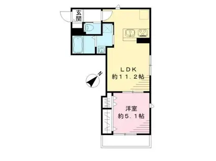 ビューノ渋谷本町(1LDK/2階)の間取り写真