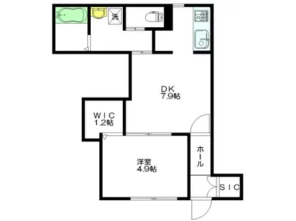 VIA VENTI(1DK/1階)の間取り写真