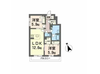 メゾンドノアール(2LDK/2階)の間取り写真