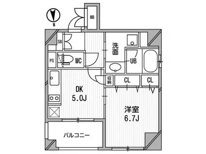 クリオ三田ラ・モード(1DK/5階)の間取り写真