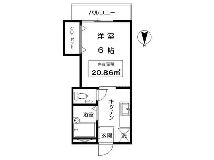 グローリー上野毛(1K/1階)の間取り写真