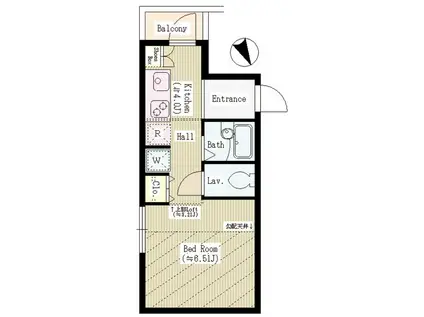 プリエール諏訪(1K/3階)の間取り写真