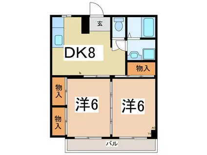 はなよしハイツ(2DK/1階)の間取り写真