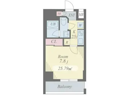 ベルウッド ウエスト(1K/3階)の間取り写真