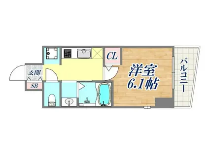 エステムコート神戸元町2ブリーズ(1K/11階)の間取り写真