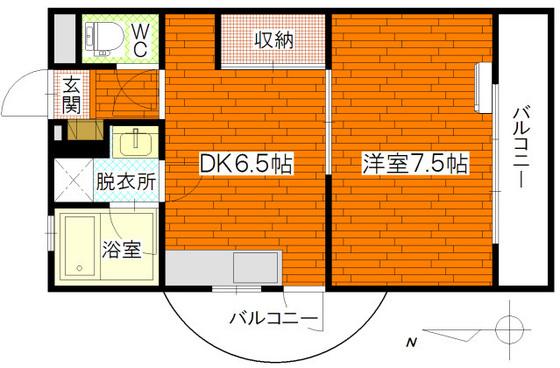 青木ビル(1DK/4階)の間取り写真