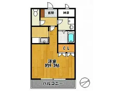 アメニティ・ハイツ(1K/1階)の間取り写真