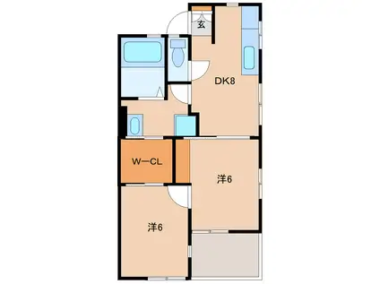 ミックメゾンII(2DK/2階)の間取り写真