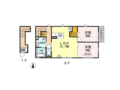 NAVISナーヴィス(2LDK/2階)の間取り写真