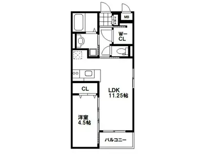 ボワットブランシュ(1LDK/2階)の間取り写真