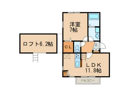 マグノリアII(1LDK/1階)の間取り写真