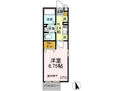 サンモール(1K/2階)の間取り写真