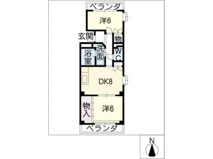 ハピネス喜多山(2DK/1階)の間取り写真