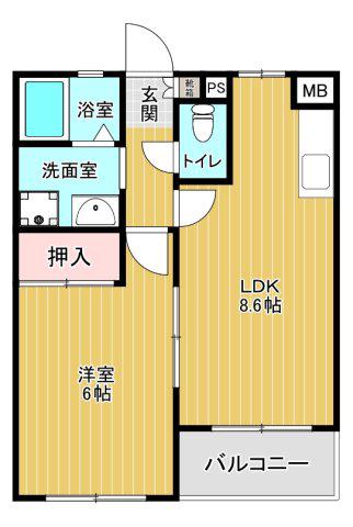 テルース21 II(1LDK/1階)の間取り写真