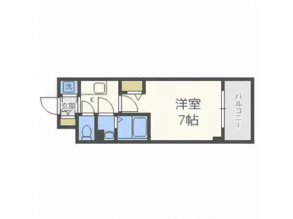 エスリード中之島ザ・コア(1K/8階)の間取り写真