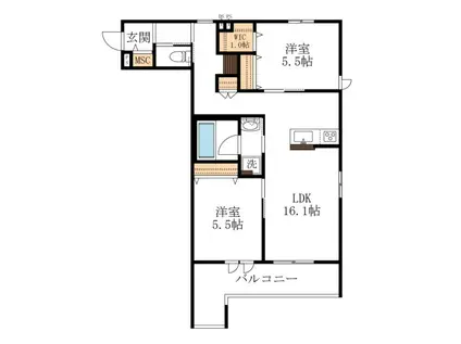 LA GRACIEUSEラグラシューズ(2LDK/3階)の間取り写真
