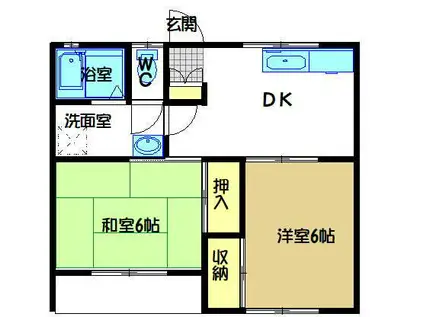 グリーンハイツ相原(2DK/1階)の間取り写真