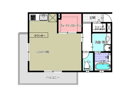 スクエアフォート(ワンルーム/1階)の間取り写真