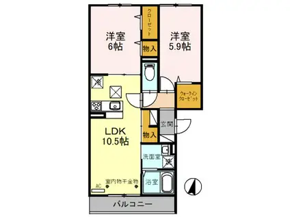 ア レーズ(2LDK/2階)の間取り写真